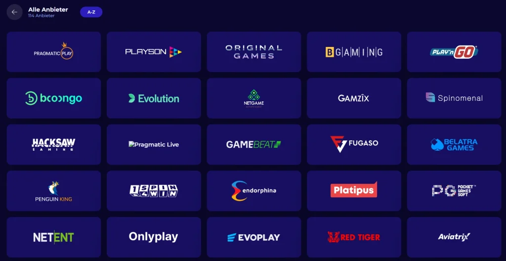 MoroSpin Casino Liste der Spieleanbieter mit Studios wie Pragmatic Play, Evolution und NetEnt